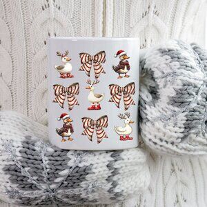 ☕ White 11 oz Ducks Bow Coquette Mug - Unique Design, Perfect Gift
